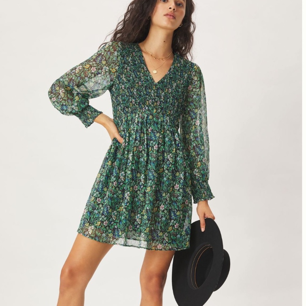 Anthropologie Ranna Gill Tia Smocked Mini Dress